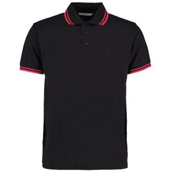 Kustom Kit Classic Fit Tipped Collar Polo Black/Red