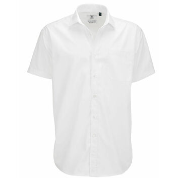 B&C Men's Smart Short Sleeve Poplin Shirt White