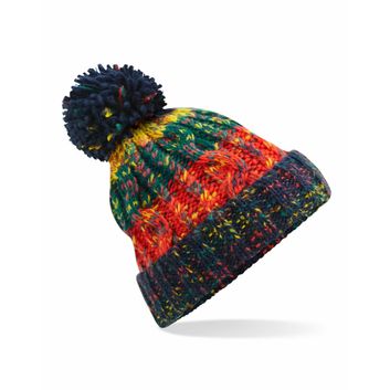 Beechfield  Corkscrew Pom Pom Beanie Crackling Campfire