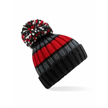 Beechfield  Hygge Striped Beanie Black Cherry