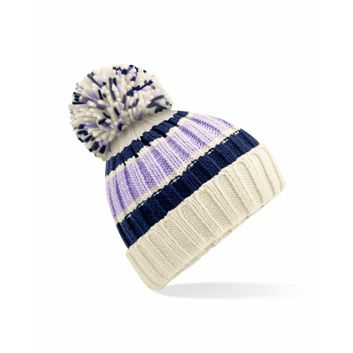 Beechfield  Hygge Striped Beanie Blueberry Cheescake