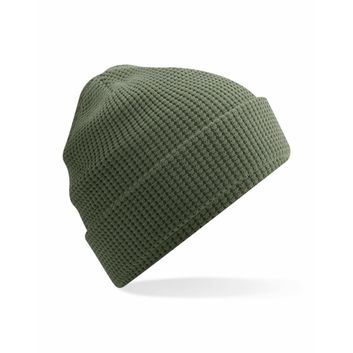 Beechfield  Organic Cotton Waffle Beanie Olive Green