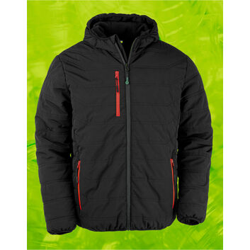 Result Genuine Recycled Black Compass Padded Winter Jacket Black/Red