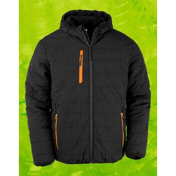 Result Genuine Recycled Black Compass Padded Winter Jacket Black/Orange