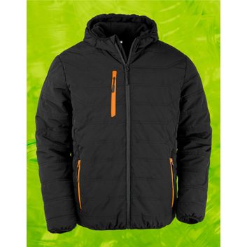 Result Genuine Recycled Black Compass Padded Winter Jacket Black/Orange