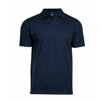 Tee Jays Men's Luxury Stretch V-Neck Polo Navy Blue