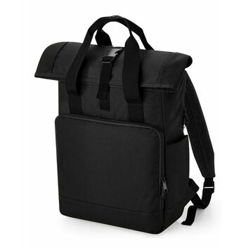 Bagbase Recycled Twin Handle Roll-Top Laptop Backpack Black