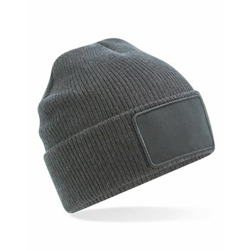 Beechfield  Removable Patch Thinsuate Beanie Graphite Grey