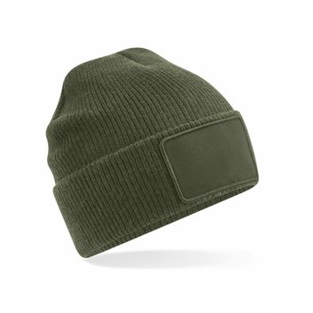Beechfield  Removable Patch Thinsuate Beanie Military Green