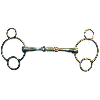 JHL Looped Ring Snaffle with Brass Lozenge