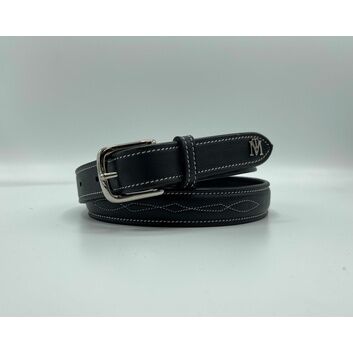 Mark Todd Fancy Stitch Leather Belt Black