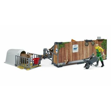 Bruder BWorld Cow &amp; Calf Barn With Farmer 1:16 alternative