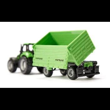 Siku Deutz-Fahr Tractor with Fortuna 4-Wheel-Trailer 1:87 alternative