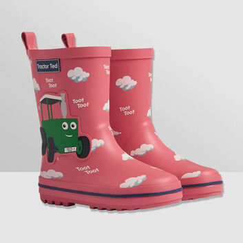 Tractor Ted Toot Toot Pink Welly Boots