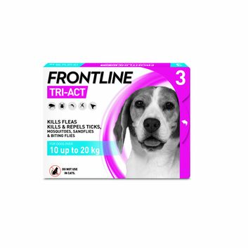 Frontline Tri-Act Flea &amp; Tick Spot On For Dogs 3 Pipettes