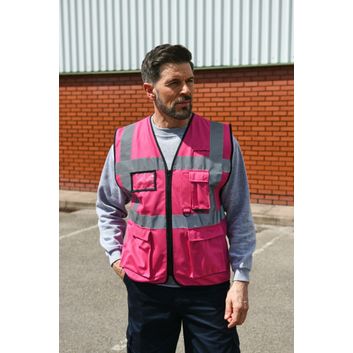 Korntex High Vis Executive Multifunction Safety Vest - Magenta