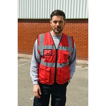 Korntex High Vis Executive Multifunction Safety Vest - Red