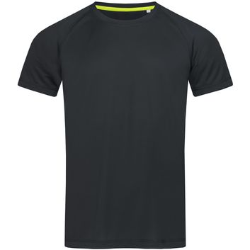 Stedman Active Sports Raglan Mesh Mens T-Shirt - Black Opal