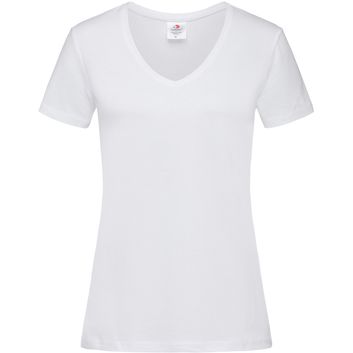 Stedman Classic Ladies V Neck T-Shirt 155gm - White