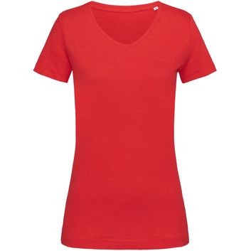 Stedman Stars Sharon Slub V/Neck T-Shirt - Crimson Red