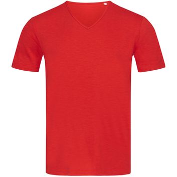 Stedman Stars Shawn V Neck Slub T-Shirt - Crimson Red