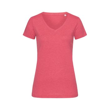 Stedman Stars Lisa Melange V/Neck T-Shirt - Cherry Heather