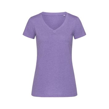 Stedman Stars Lisa Melange V/Neck T-Shirt - Purple Heather