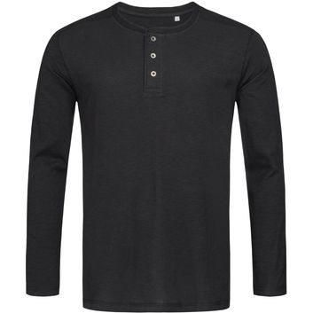 Stedman Stars Shawn Slub Henley Long Sleeve - Black Opal