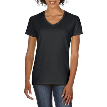 Gildan Premium Ringspun V Neck T-Shirt Ladies - Black