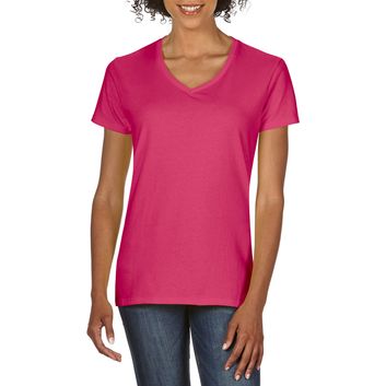 Gildan Premium Ringspun V Neck T-Shirt Ladies - Heliconia