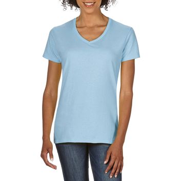 Gildan Premium Ringspun V Neck T-Shirt Ladies - Light Blue