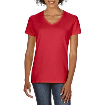 Gildan Premium Ringspun V Neck T-Shirt Ladies - Red
