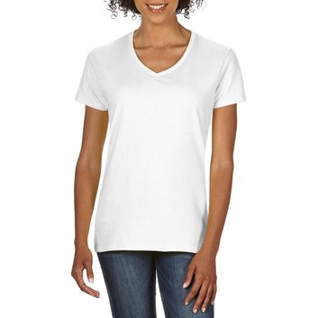 Gildan Premium Ringspun V Neck T-Shirt Ladies - White