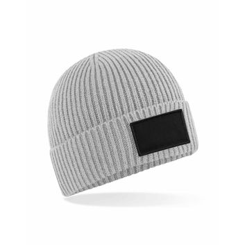 Beechfield  Fashion Patch Beanie Light Grey/Black