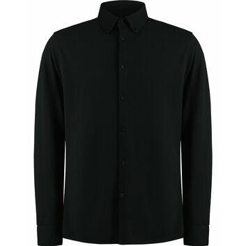 Kustom Kit Tailored Fit Superwash 60 Pique Shirt (Long Sleeve) Black