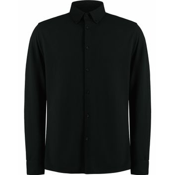 Kustom Kit Tailored Fit Superwash 60 Pique Shirt (Long Sleeve) Black