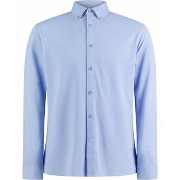 Kustom Kit Tailored Fit Superwash 60 Pique Shirt (Long Sleeve) Light Heather Blue