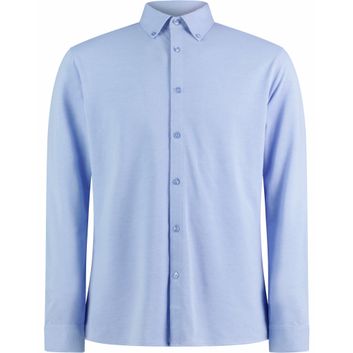 Kustom Kit Tailored Fit Superwash 60 Pique Shirt (Long Sleeve) Light Heather Blue