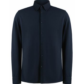 Kustom Kit Tailored Fit Superwash 60 Pique Shirt (Long Sleeve) Navy Blue