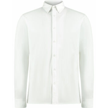 Kustom Kit Tailored Fit Superwash 60 Pique Shirt (Long Sleeve) White