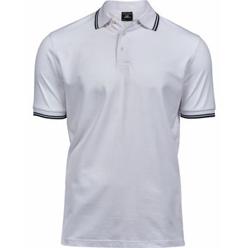 Tee Jays Men's Luxury Stripe Stretch Polo White/Navy