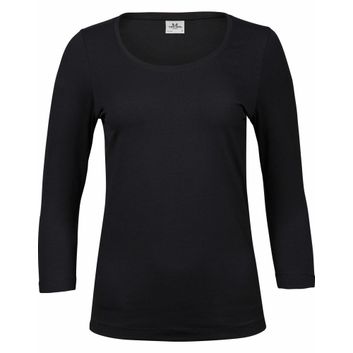 Tee Jays Women's Stretch 3/4 Sleeve Tee Black