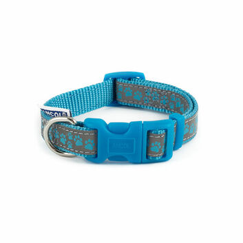 Ancol Patterned Collection Collar Reflective Paw Blue