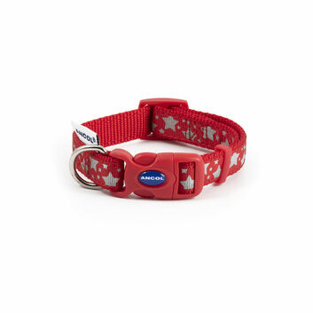 Ancol Patterned Collection Collar Reflective Paw Red