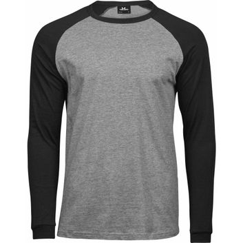 Tee Jays Men's Baseball Tee Heather Grey/black