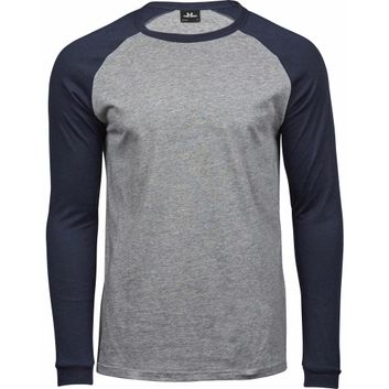 Tee Jays Men's Baseball Tee Heather Grey/Navy