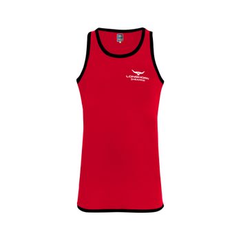 Longhorn Shearing Romney Long Tail Singlet Vest Red/Black