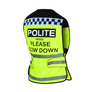 Equisafety Polite Waistcoat Please Slow Down Yellow
