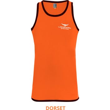 Longhorn Shearing Kids Dorset Long Tail Singlet Vest Orange/Black