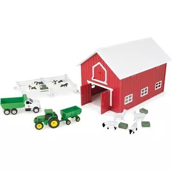 Britains 1:64 John Deere 24 Piece Farm Playset with Red Barn